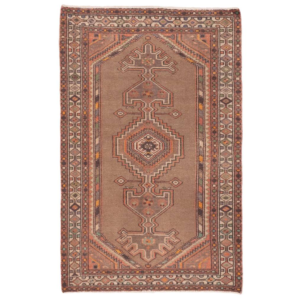 ECARPETGALLERY Hand-knotted Antalya Vintage Brown Wool Rug - 3'4 x 5'2