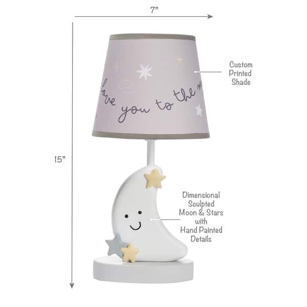 Bedtime Originals Little Star Celestial Moon Nursery Lamp with Shade and Bulb