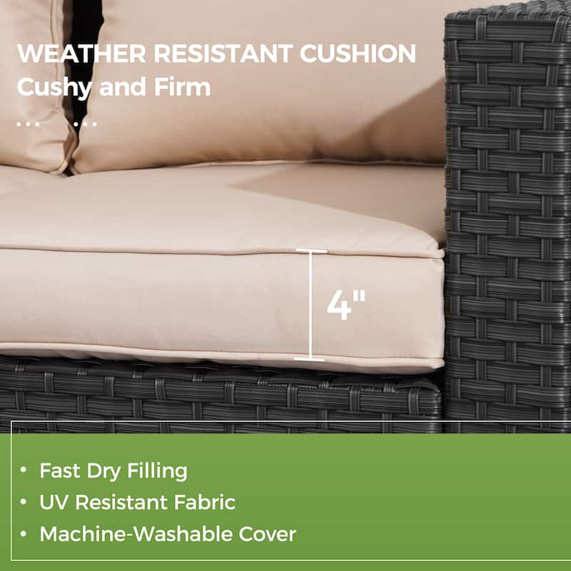 Royalcraft 5 Piece Wicker Outdoor Conversation Set with cushions