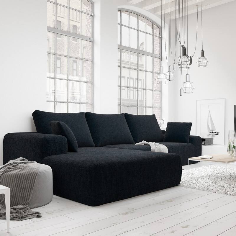 Momei L-Shaped Sofa - High-Density Foam with Spring, Multiple Cushions, Living Room