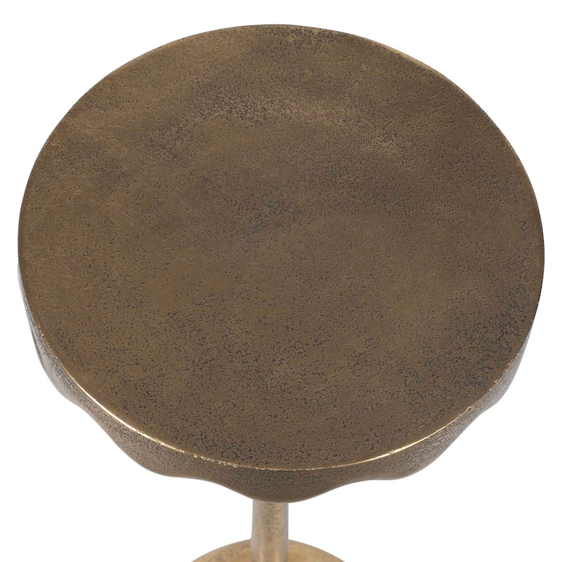 Copper Grove Brass Antique Aluminum Scalloped Round Accent Table