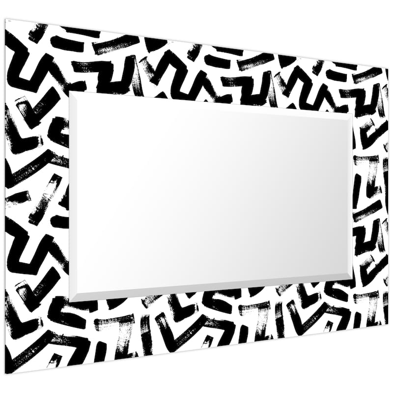 "Intertwined" Rectangular Beveled Mirror on Free Floating Reverse Printed Tempered Art Glass - 48" x 32"