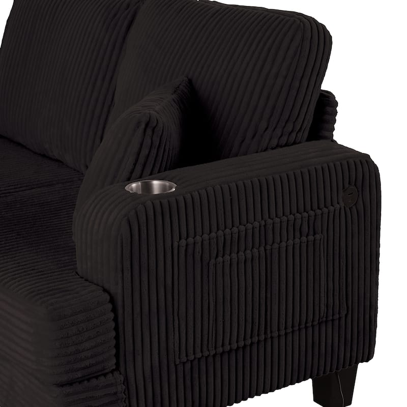 Modern Fabric 3-piece Sectional Sofa Set with Loveseat and Storage Ottoman
