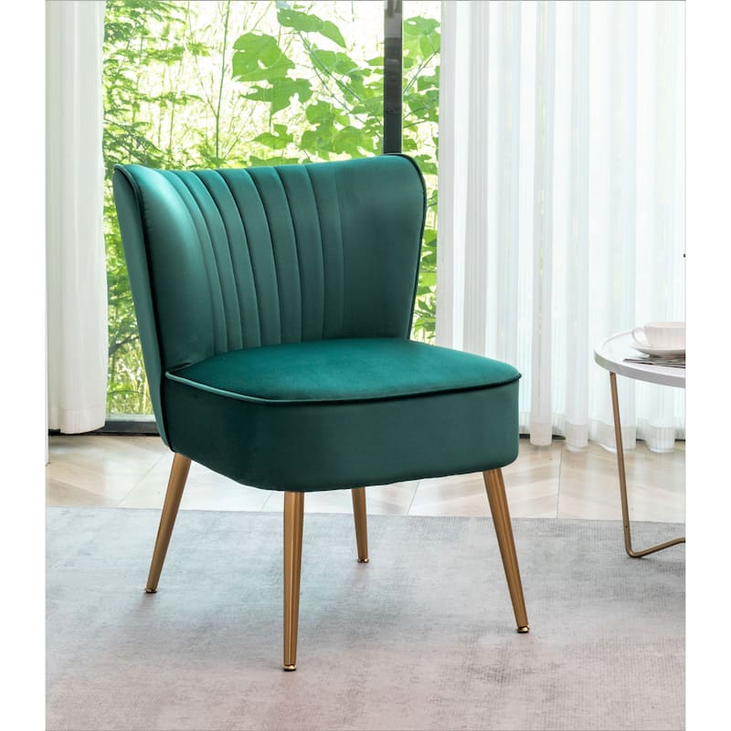 Sauter 23.2" Wide Mid-Century Modern Microfiber Accent Chair with Metal Leg - Green
