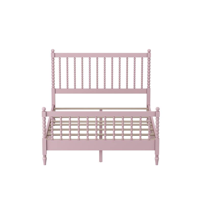 Platform Slat Bed Frame Wood Slat Support Panel Bed with Classic Paint