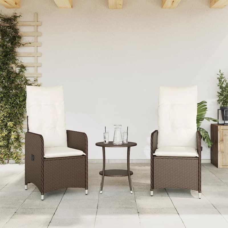 vidaXL Reclining Patio Chair with Cushions Outdoor Seat Furniture Poly Rattan