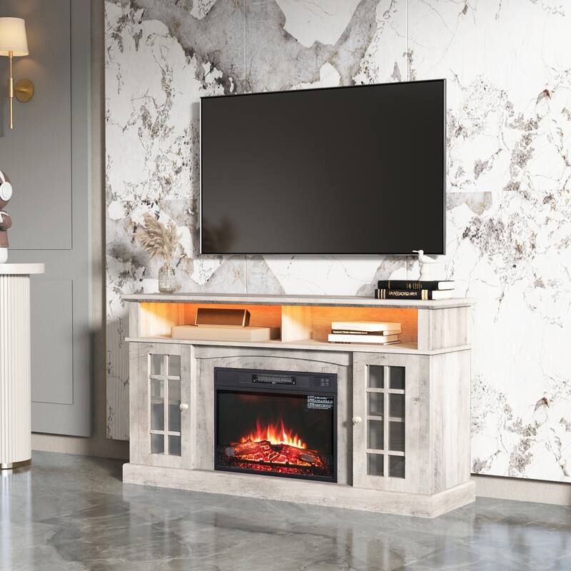 American Design 58.07" Fireplace TV Stand with 23-inch Electric Fireplace for TVs Up to 65"