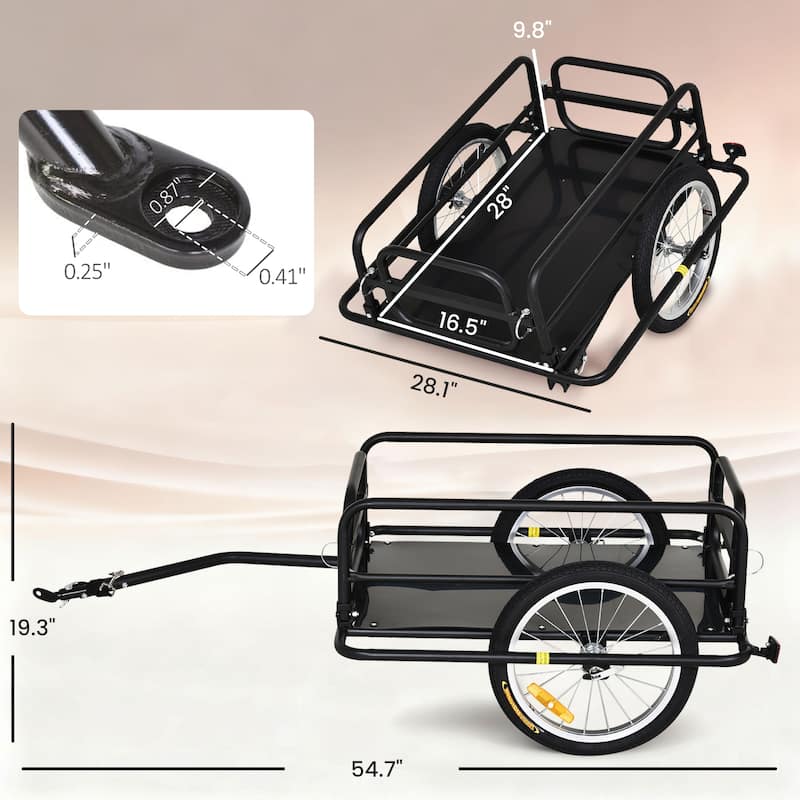 Aosom Bike Cargo Trailer for Hefty Loads with Foldable Compact Design, Bike Wagon Bike Trailer