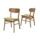 Fabric-upholstered Wood Dining Chairs (Set of 2) by Christopher Knight - Green Tea