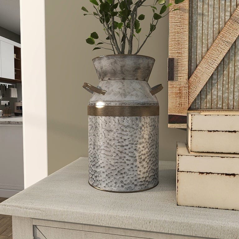 Gray Metal Milk Can Vase