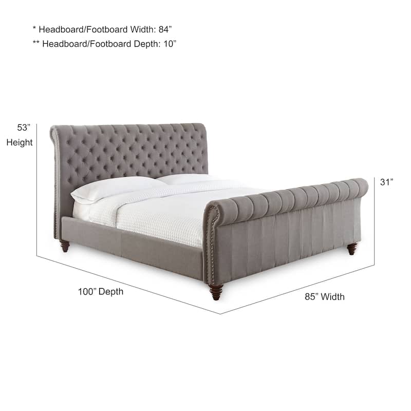 Steve Silver Sawyer Tufted Bed - Grey - King