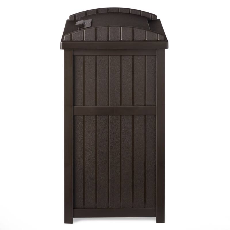 Suncast 30 Gallon Hideaway Trash Waste Bins for Outdoor, Cyberspace (2 Pack)