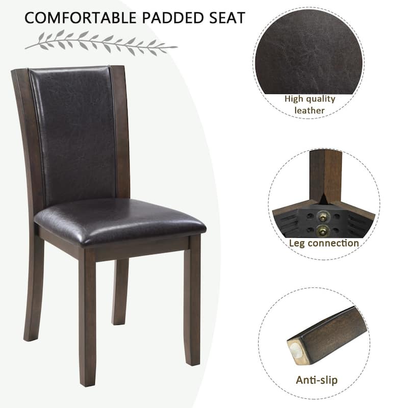 Farmhouse Rustic Style Wooden Dining Table Set with Upholstered Chairs