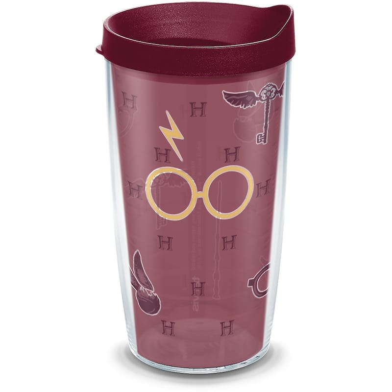 Tervis Harry Potter - Maroon and Gold Glasses Made in USA Double Walled Insulated Travel Tumbler, Classic - 16oz