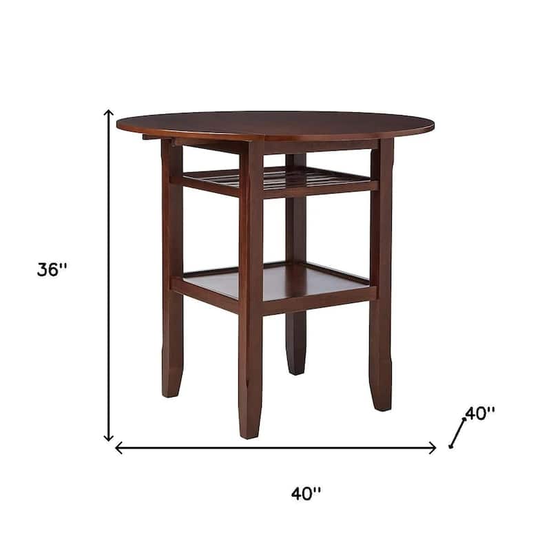 HomeRoots 40" Brown Wood Rounded Drop Leaf Bar Table - 40.00 in. x 36.00 in. x 40.00 in.