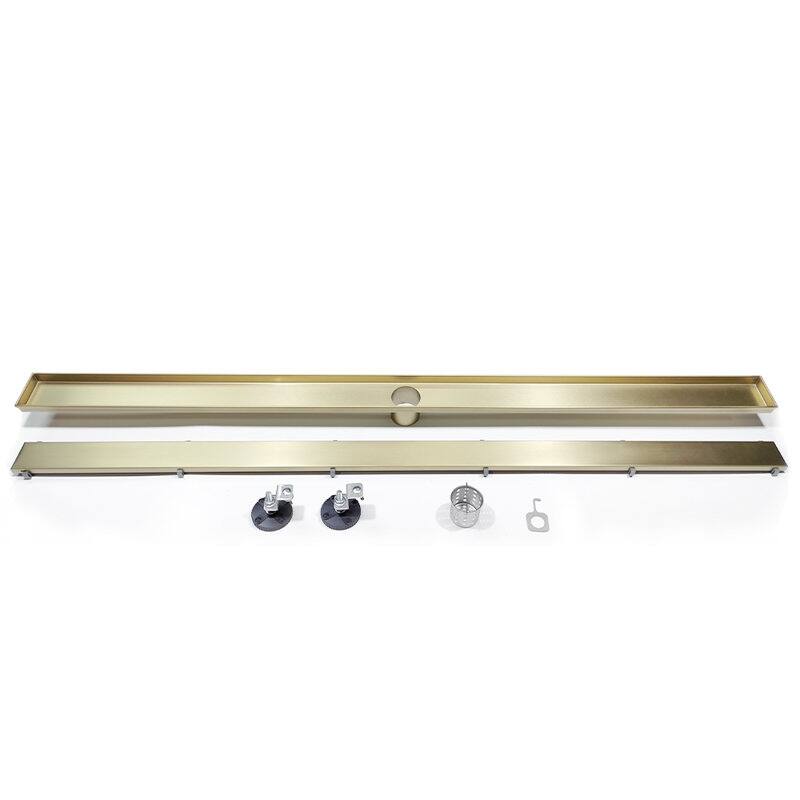 Oceanic Linear Shower Drain, Marine-grade 316 Stainless Steel, Tile-in with Hair Strainer