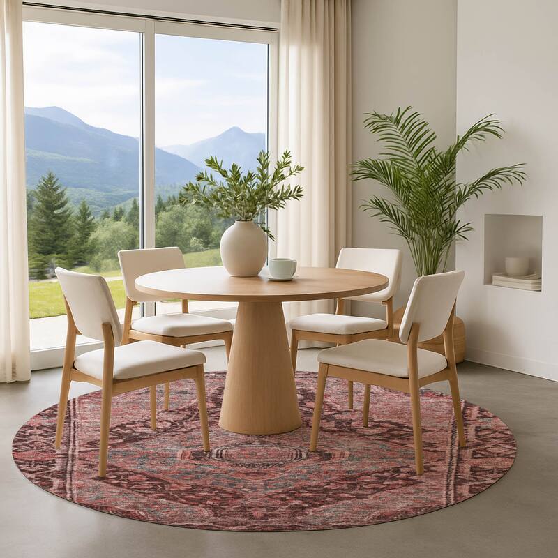 Premium Washable Super Soft Traditonal Marcus Mayfield Rug - Paprika - 8' x 8'