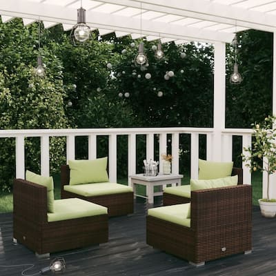 vidaXL Patio Lounge Set Outdoor Sectional Sofa Set Table Garden Poly Rattan - 27.6" x 27.6" x 24"