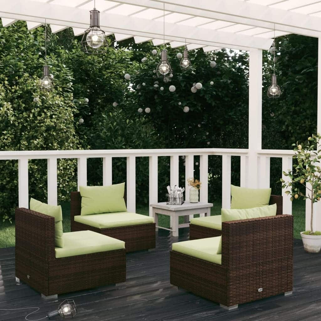 vidaXL Patio Lounge Set Outdoor Sectional Sofa Set Table Garden Poly Rattan - 27.6" x 27.6" x 24"