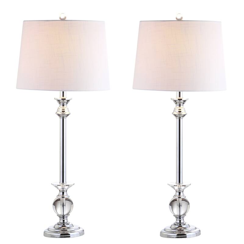 Brooklyn 33" Crystal/Metal LED Table Lamp, Clear/Chrome (Set of 2) by JONATHAN Y