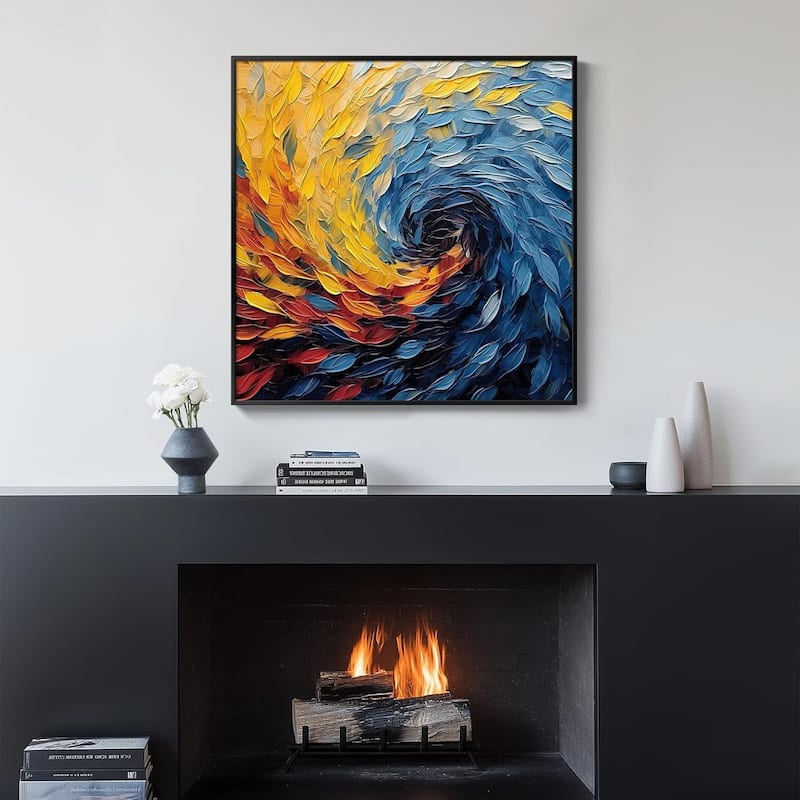 Framed Blue Modern Abstract Wall Art