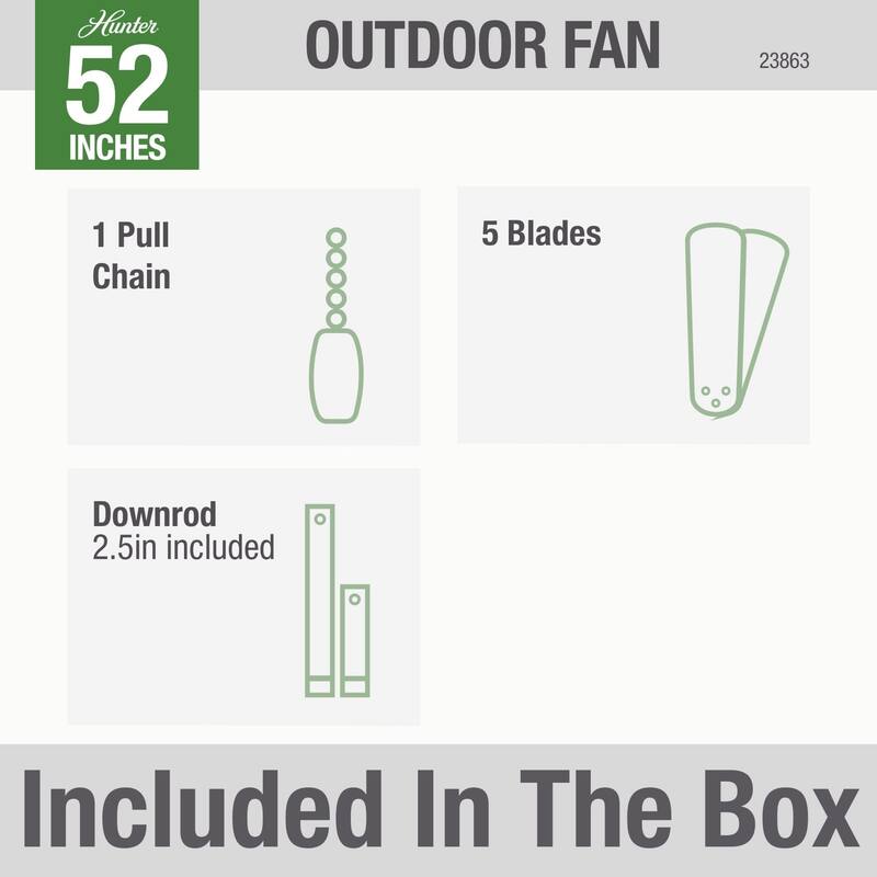 52" Hunter Original Outdoor Ceiling Fan with Pull Chain, Damp Rated - 52