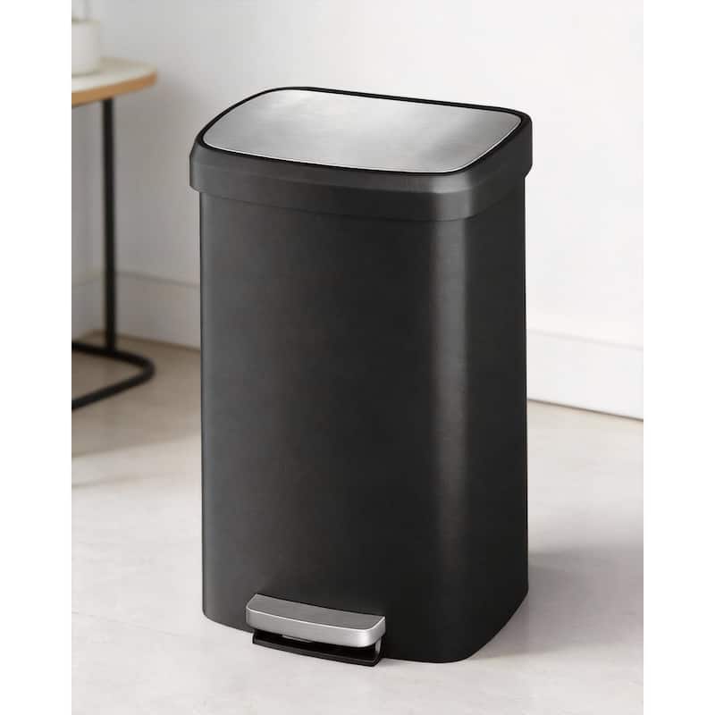 13 Gallon / 50 Liter Step-On Kitchen Trash Can - Black