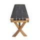 preview thumbnail 6 of 8, Roomfitters Outdoor Bench with Handcrafted Rope Weave Seat, X-Cross Frame Design, Durable and Stylish Seating, Black Woven