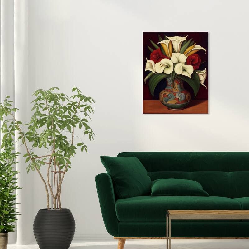Wynwood Studio Canvas Floral and Botanical Mexican Flower Vase White and Traditional Wall Art Canvas Print - 20 x 24