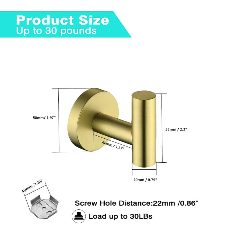 Bathroom Robe Hook Round Towel Hook in 304 Stainless Steel