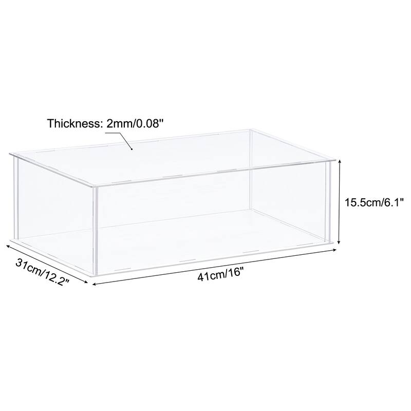 Acrylic Display Case Plastic Box Storage Assemble Dustproof Showcase - 16x12.2x6.1 Inch