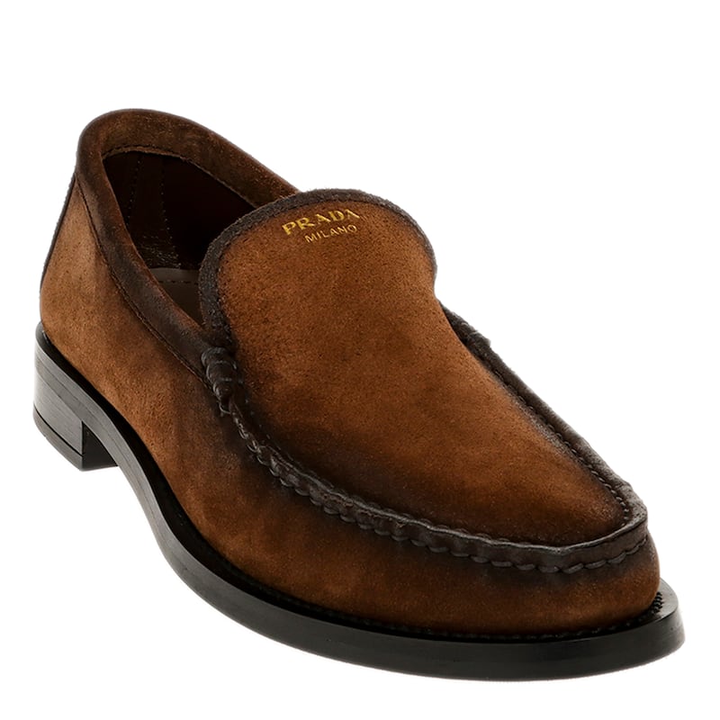 Prada Distressed Suede Loafers - 37.5 EU