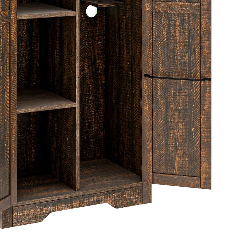 Moasis Broom Closet Storage Cabinet with Doors, Farmhouse Cleaning Tool Cabine with Shelves