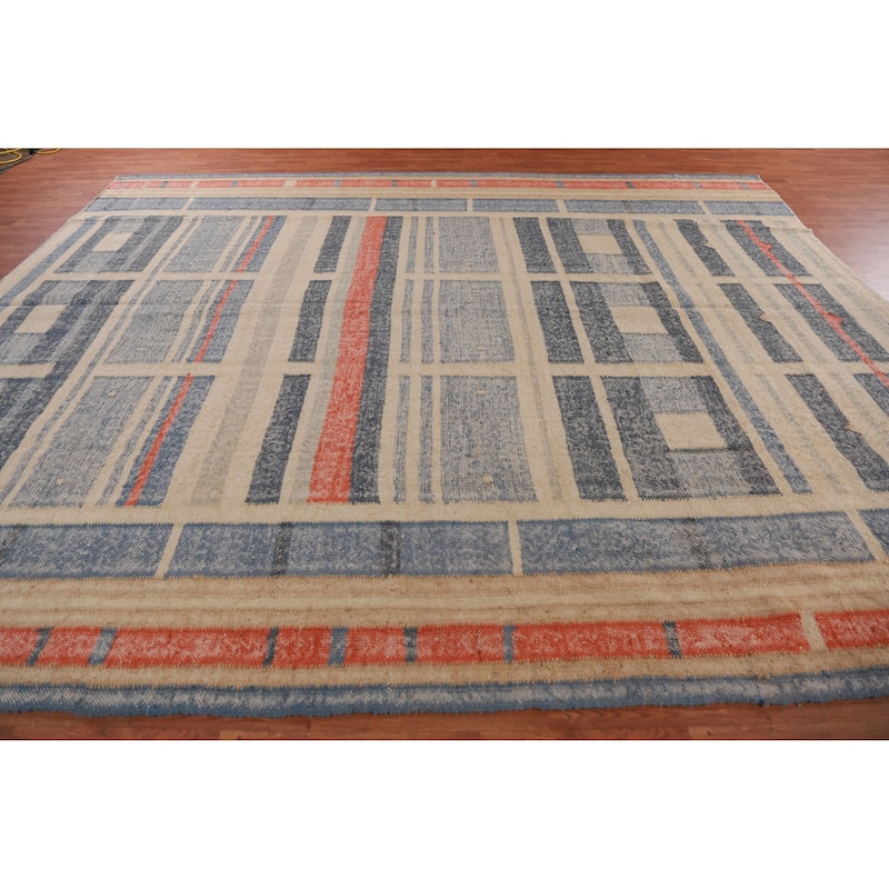 Flatweave Vegetable Dye Kilim Turkish Large Rug Oriental Jute Carpet - 10'8" x 13'1"