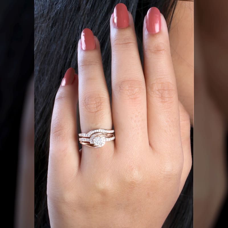 1/3ct TDW Diamond Bypass Bridal Set in 10K Gold for Women