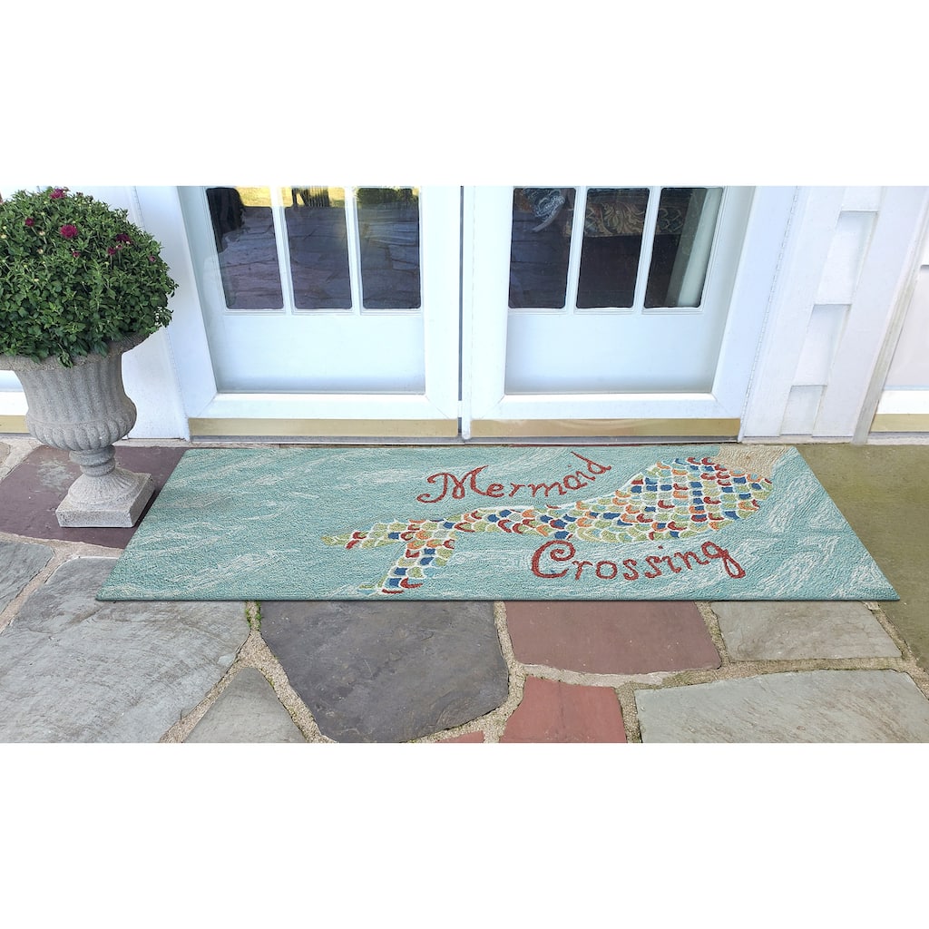 Liora Manne Frontporch Mermaid Crossing Indoor/Outdoor Rug - 2' x 5'