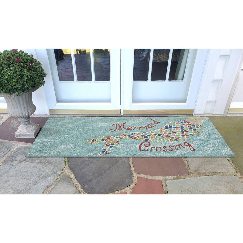 Liora Manne Frontporch Mermaid Crossing Indoor/Outdoor Rug - 2' x 5'