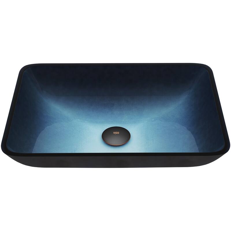 Vigo 18-1/4" Glass Bathroom Vessel Sink - Turquoise Water - Turquoise Water