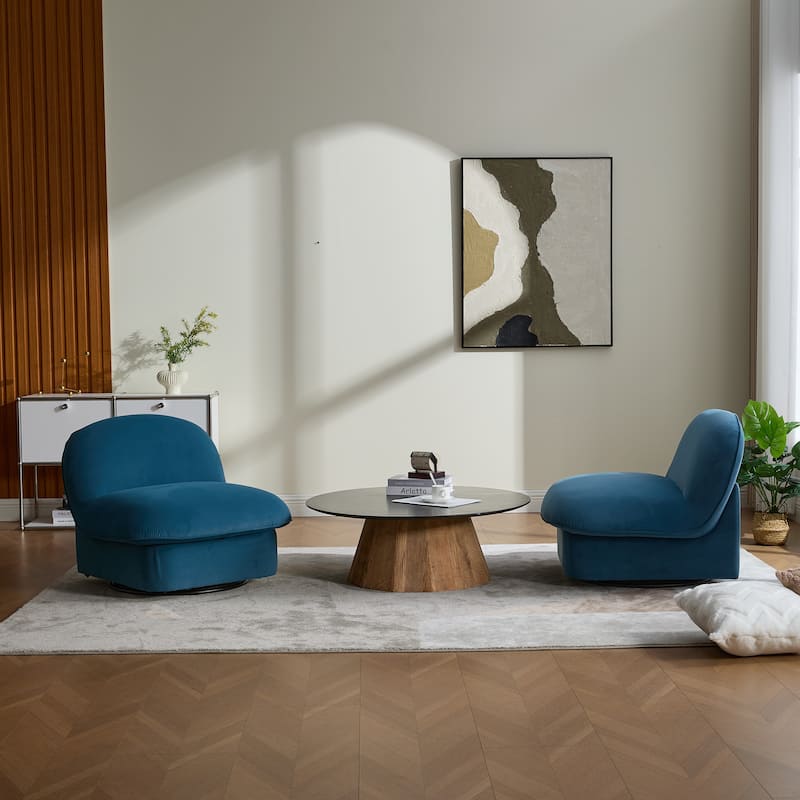 Pumpkin-Shaped Swivel Chair, 360-Degree Swivel Accent Chair for Living Room Bedroom Office