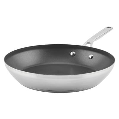 KitchenAid 3-Ply Base Stainless Steel Nonstick Induction Frying Pan, 12-Inch, Brushed Stainless Steel