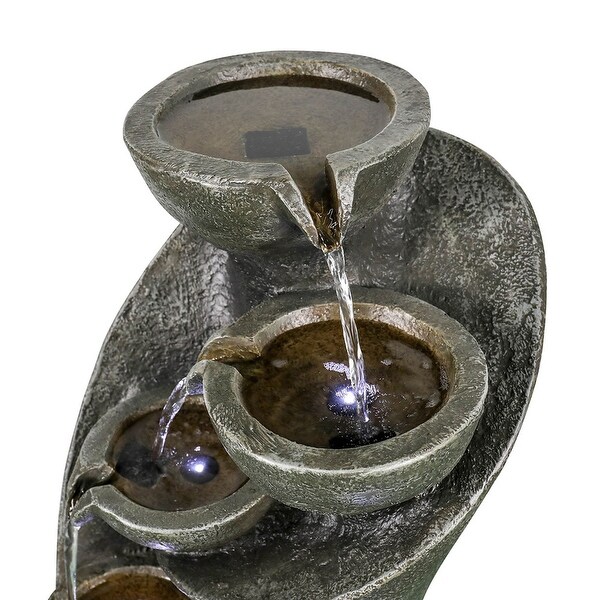 23.6'' 6 Tier Curved Water Fountain with Lights Outdoor - Bed Bath