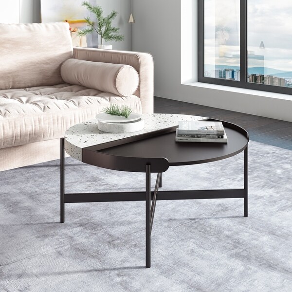 Modrest Gemini Modern White Terrazzo Concrete Black Metal Coffee Table On Sale Overstock 28425313 New and used items, cars, real estate, jobs, services, vacation rentals and more virtually mirror console table for sale. cad