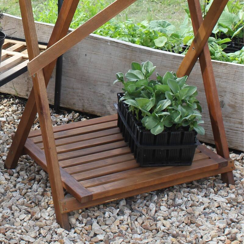 Haxnicks Hardwood Potting Table in Acacia, 29.5" W x 39.3" H x 18.8" D