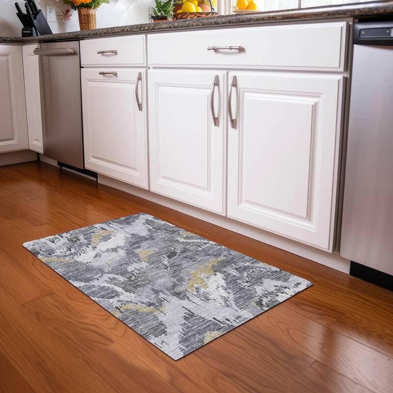 Premium Washable Super Soft Modern Ziggy Mayfield Rug - Gray - 1'8" x 2'6"