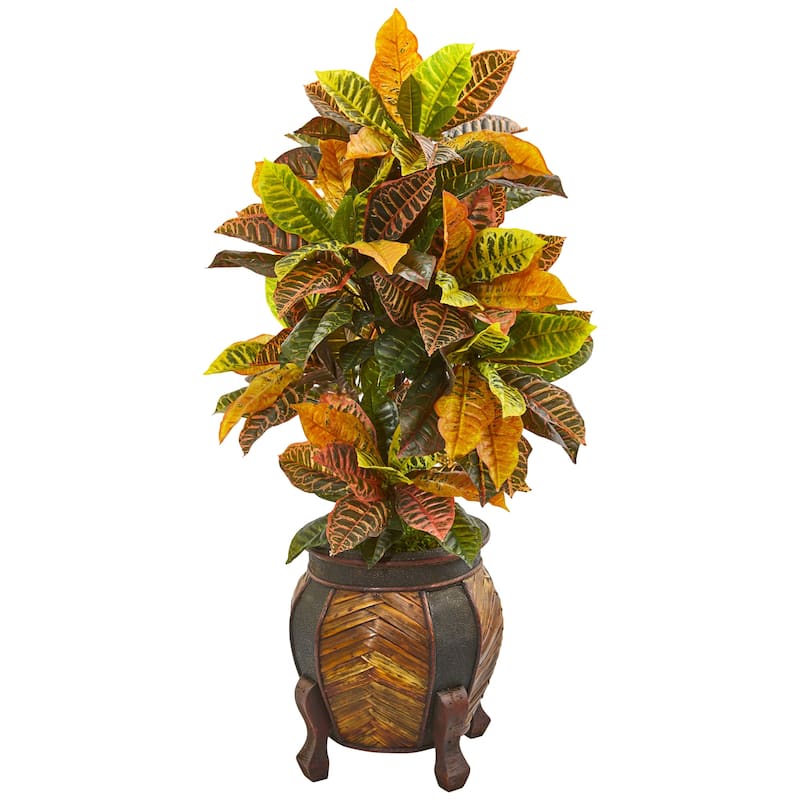 Artificial Floor Plant with Planter - 45 Inch Tall Green Faux Plant for Home Decor - Multicolor - 44