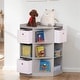 preview thumbnail 1 of 6, Kids Corner Cabinet, Toy Storage Organizer Bookshelf Unit w/ 3 Baskets Grey
