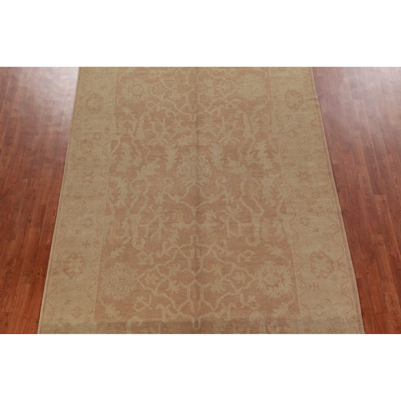 Hand Knotted Oriental 100% Wool Carpet Transitional All-Over Oranges & Rust Oushak Area Rug - 15' 7'' X 6' 8''