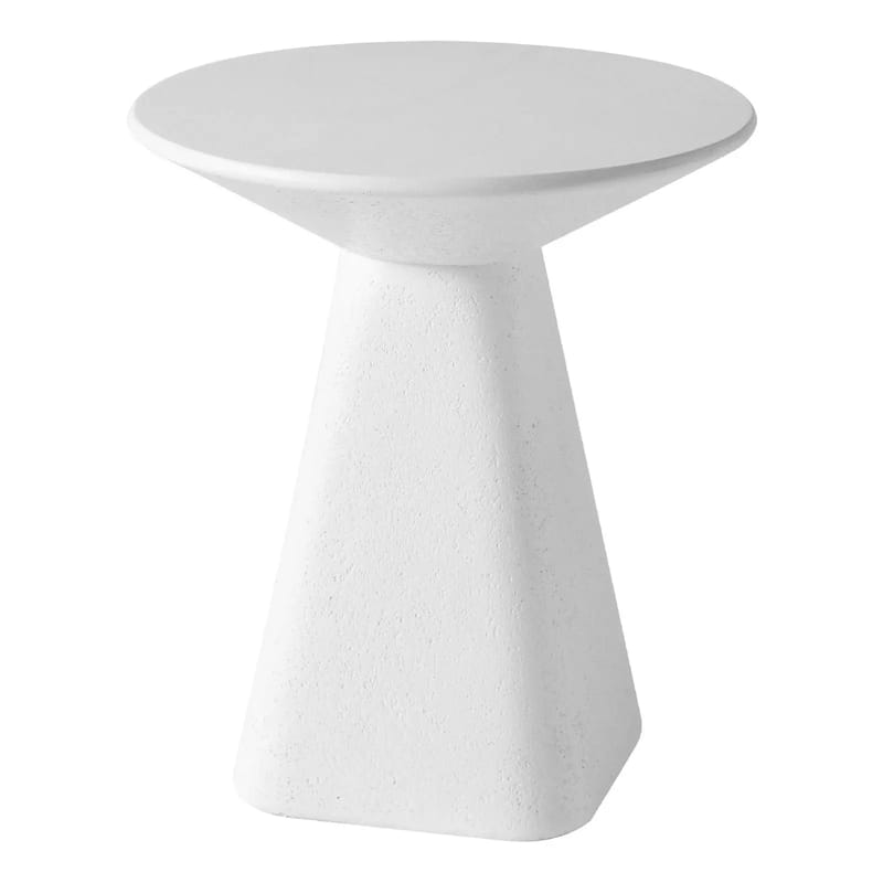 Elsie 18" Wide Circular Fiberstone Side Table with Powder-Coated Finish for Indoor/Outdoor Use