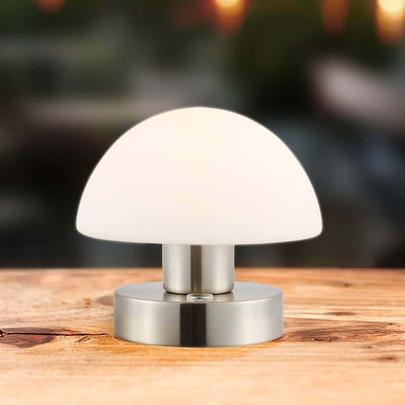 Nolan 5.75" Bohemian Farmhouse Iron Wireless Rechargeable Integrated LED Table Lamp, Oil Rubbed Bronze/White by JONATHAN Y - Nickel