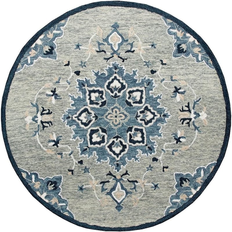 HomeRoots Medallion Contemporary Round Area Rug - 3' Round